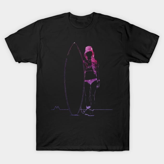 Pink woman with surfboard T-Shirt by Dominic Becker